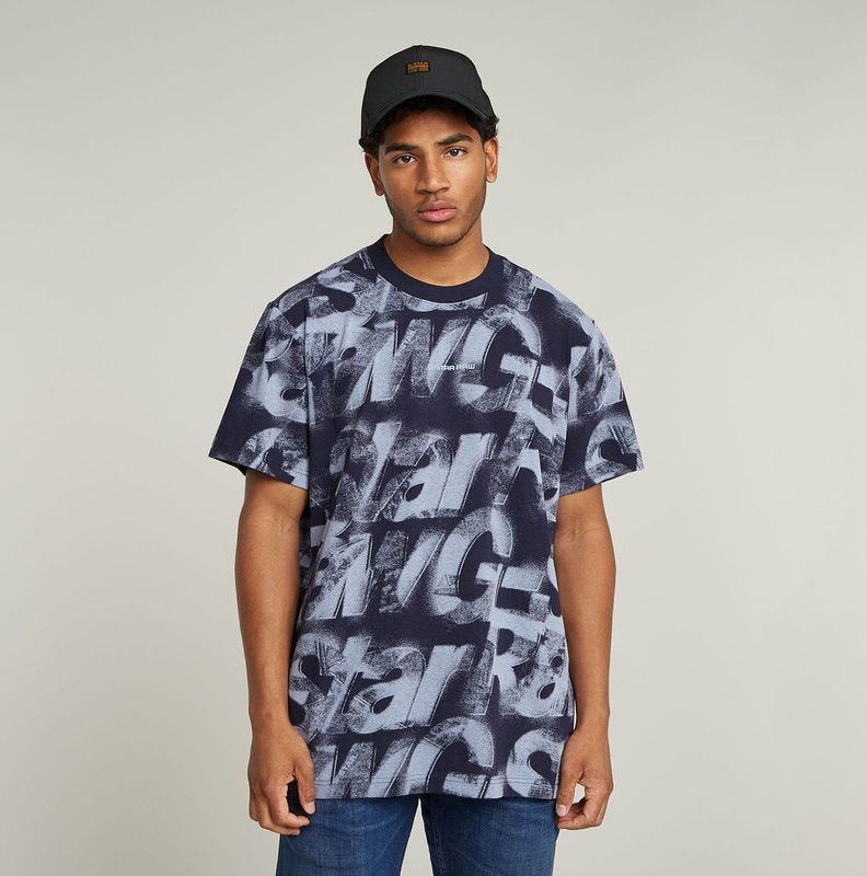 G-star - Sprayed Letters - T-shirt - Korte Mouwen - Zwart - Katoen