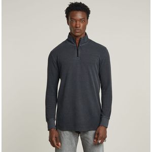 G-Star RAW - Tweeter Overdyed Demi Zip - T-shirt - Zwart