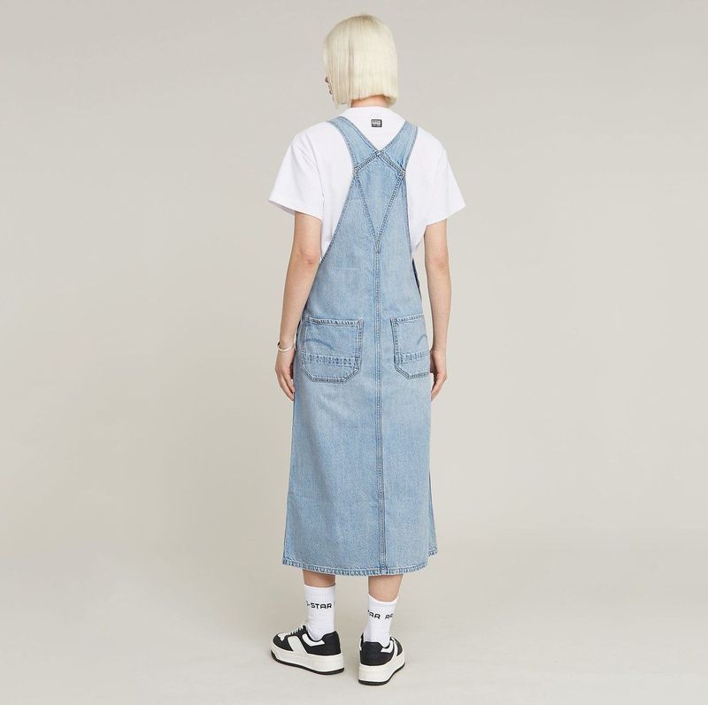 G-STAR RAW Dames midi-jurk Dungaree casual jurk, blauw (Sun Faded Cloudburst D24351-d536-g339), XXS