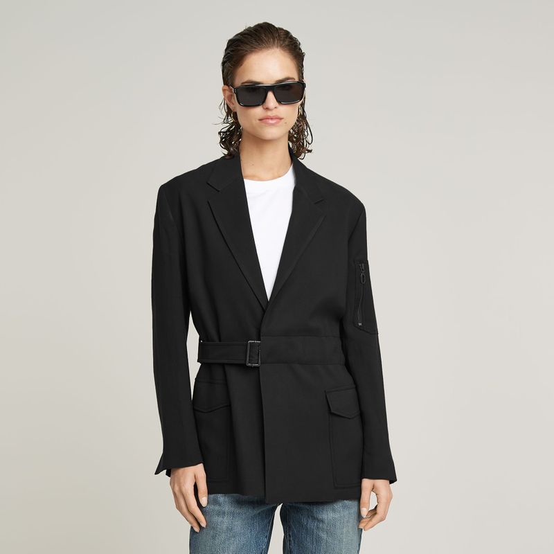 Blazer - Gevoerd - Zwart - Viscose LENZING ECOVERO? - Rechte Zoom