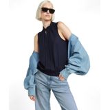Stand Up Collar Top - Donkerblauw - Mouwloze Top