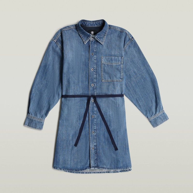 Spijkerjurk - Midden Blauw - Belted Oversized - Dames