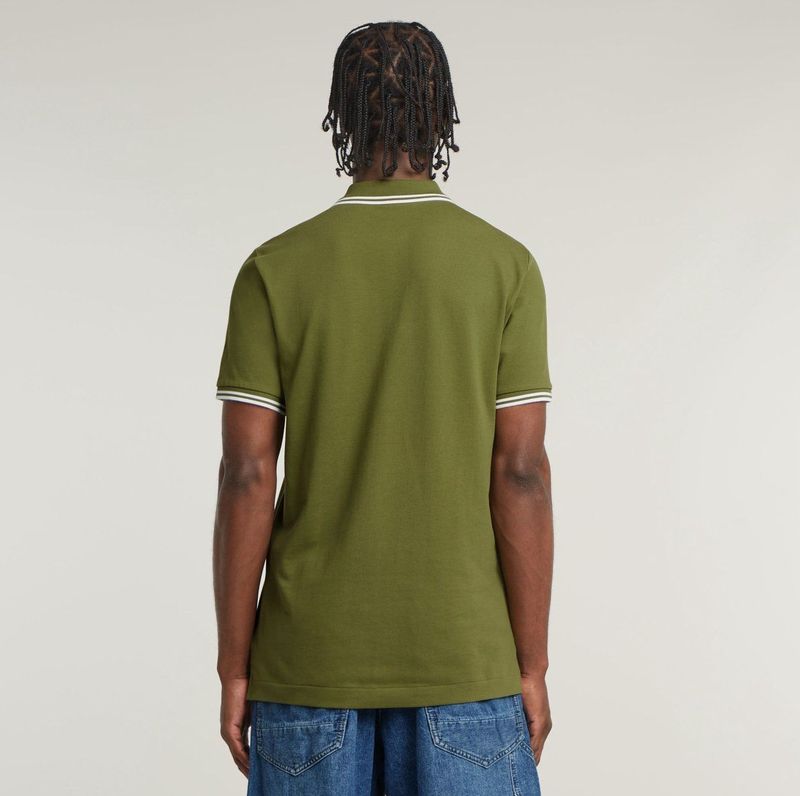 G-Star - Dunda Slim Stripe - Polo - Groen - Korte Mouwen - Biologisch Katoen