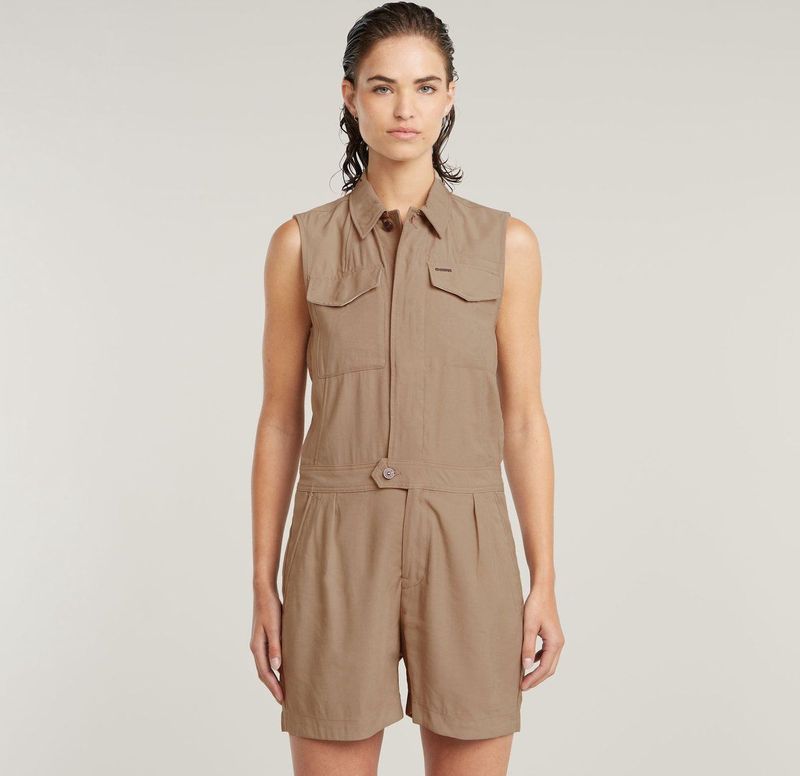 Jumpsuit - Korte Mouwen - Zacht Viscose - Met Klepzakken