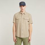 Shirt - Marine - Katoen - Slim Fit - Klepzakken op de Borst