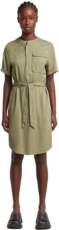 G-STAR Jurk - Groen - Katoen - Met Ceintuur