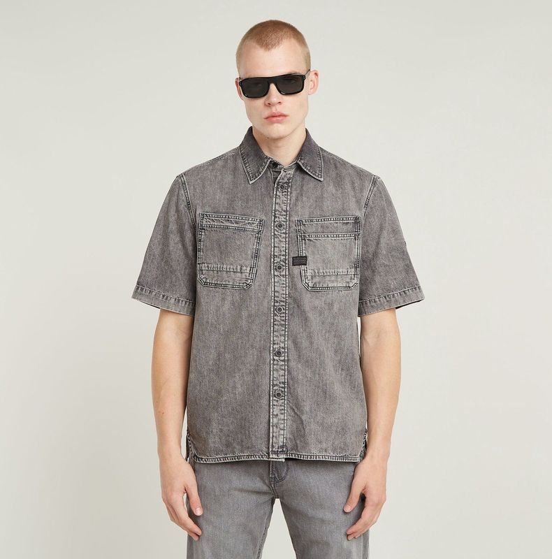 G-Star - D24602-D540-H162 - Overhemd - Grijs - Katoen - Korte Mouwen