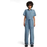 Jumpsuit - Effen - Denim - Lange Lengte - Kwartmouw
