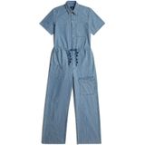 Jumpsuit - Effen - Denim - Lange Lengte - Kwartmouw