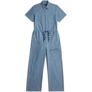 Jumpsuit - Effen - Denim - Lange Lengte - Kwartmouw