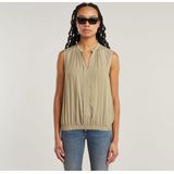 Blouse - Effen - Viscose - Mouwloos - Opstaande Kraag - Normale Pasvorm