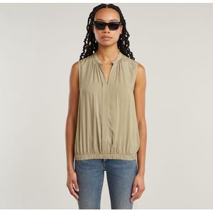 Blouse - Effen - Viscose - Mouwloos - Opstaande Kraag - Normale Pasvorm