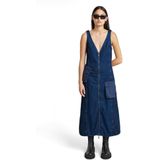 Cargo Jurk - Donkerblauw - Dames - Slim Fit - Wijdere Rok - 3D-Zakken