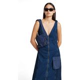 Cargo Jurk - Donkerblauw - Dames - Slim Fit - Wijdere Rok - 3D-Zakken