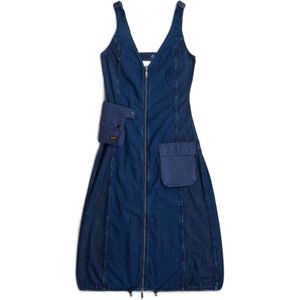 Cargo Jurk - Donkerblauw - Dames - Slim Fit - Wijdere Rok - 3D-Zakken