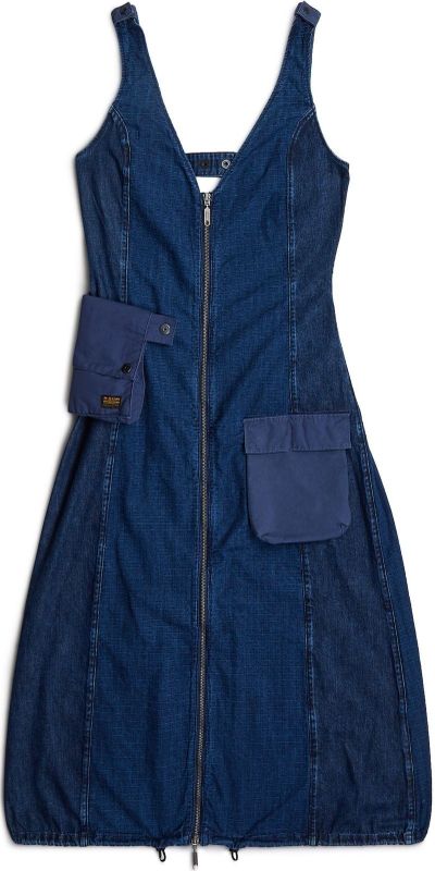 Cargo Jurk - Donkerblauw - Dames - Slim Fit - Wijdere Rok - 3D-Zakken