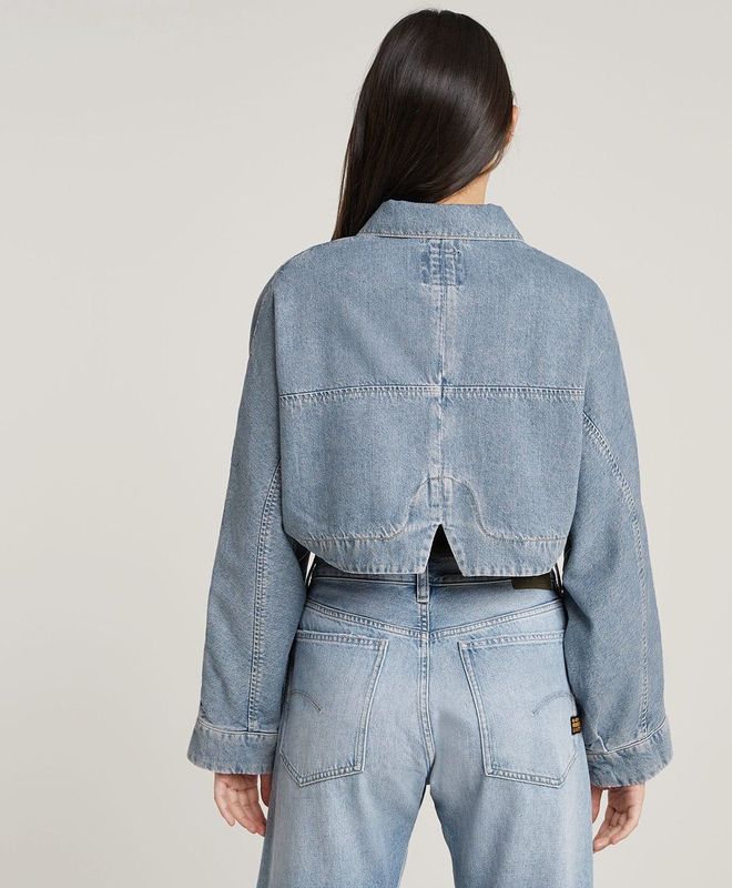 G-Star - D26289-D943-H156 - Hyper Cropped Jas - Blauw - Casual - Denim - Biologisch Katoen - Duurzaam