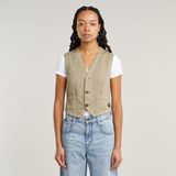 Summer Hes - Beige - Blazer - Dames - Mouwloos - Knoopsluiting