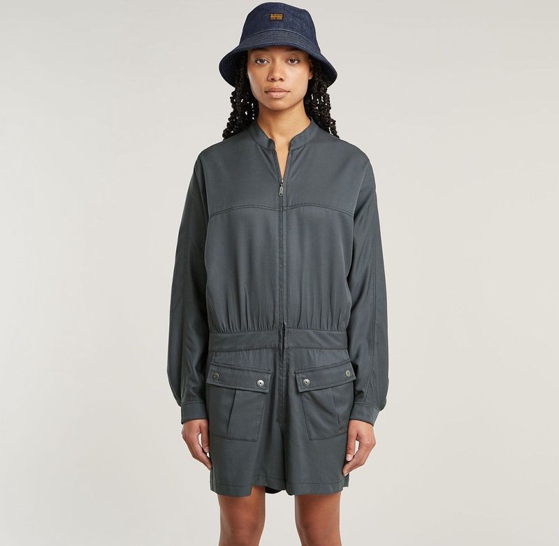 Jumpsuit - Grijs - Lyocell - Hoge Taille - Lange Mouwen