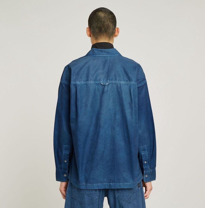 G-Star - D26255-D947-G925 - Boxy Geplooid Overhemd - Blauw - Lange Mouwen - Gerecycled Katoen