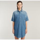 Jurken - Relaxed Drawcord - Denim - Blousekraag - 100% Biologisch Katoen