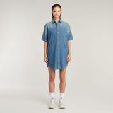 Jurken - Relaxed Drawcord - Denim - Blousekraag - 100% Biologisch Katoen