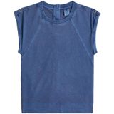 Back Zip Overdyed - Midden Blauw - Dames Top - 100% Biologisch Katoen