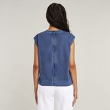 Back Zip Overdyed - Midden Blauw - Dames Top - 100% Biologisch Katoen