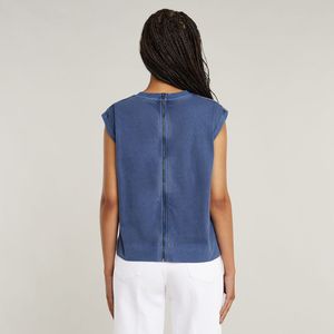 Back Zip Overdyed - Midden Blauw - Dames Top - 100% Biologisch Katoen