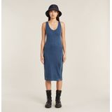 Overdyed - Jurk - Midden Blauw - Asymmetric Zip - Dames