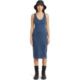 Overdyed - Jurk - Midden Blauw - Asymmetric Zip - Dames