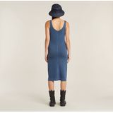 Overdyed - Jurk - Midden Blauw - Asymmetric Zip - Dames