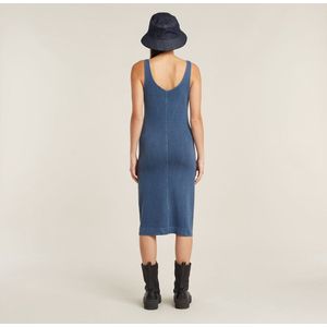 Overdyed - Jurk - Midden Blauw - Asymmetric Zip - Dames