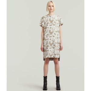 G-Star - D24484-D611-H372 T-shirt Jurk - Beige - Korte Mouwen - Biologisch Katoen