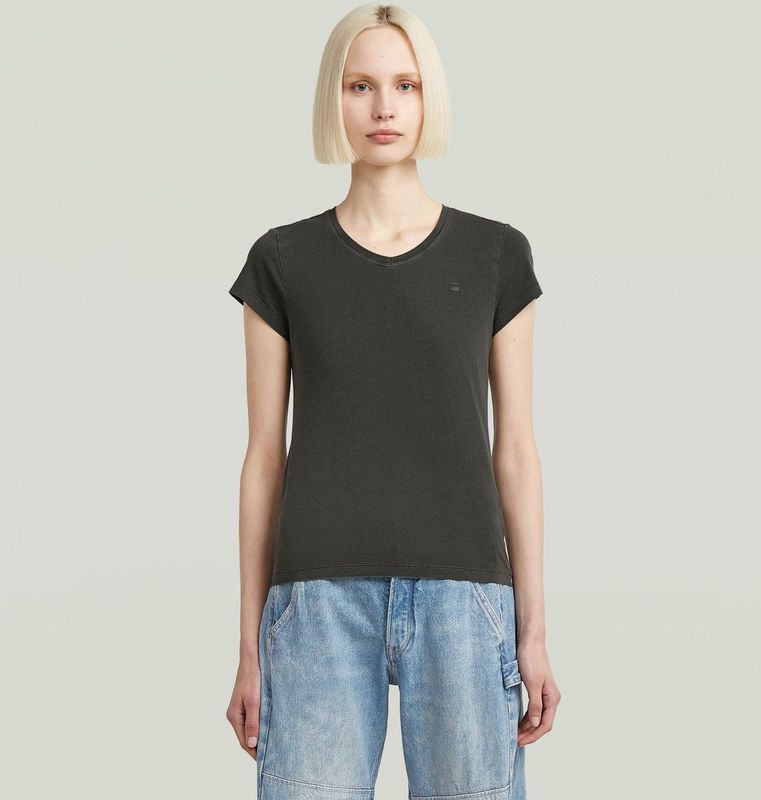 G-Star RAW - Eyben T-shirt - Katoen - Korte Mouwen - Geribbelde Halslijn