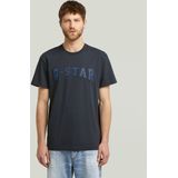 G-star - Felt Logo T-shirt - Blauw - Heren - Biologisch Katoen
