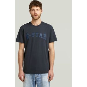 G-star - Felt Logo T-shirt - Blauw - Heren - Biologisch Katoen