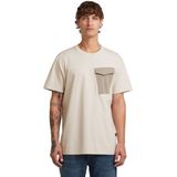 G-STAR - Shirt - Donkerbeige/Natuurwit - Kwartmouw - Ronde Hals