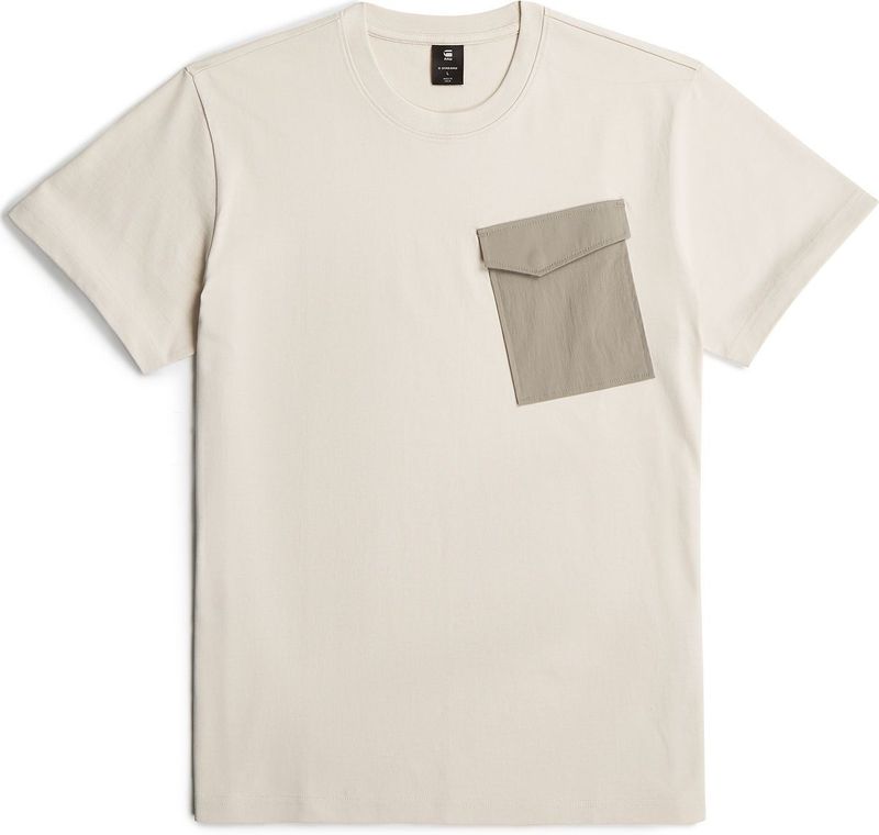 G-STAR - Shirt - Donkerbeige/Natuurwit - Kwartmouw - Ronde Hals