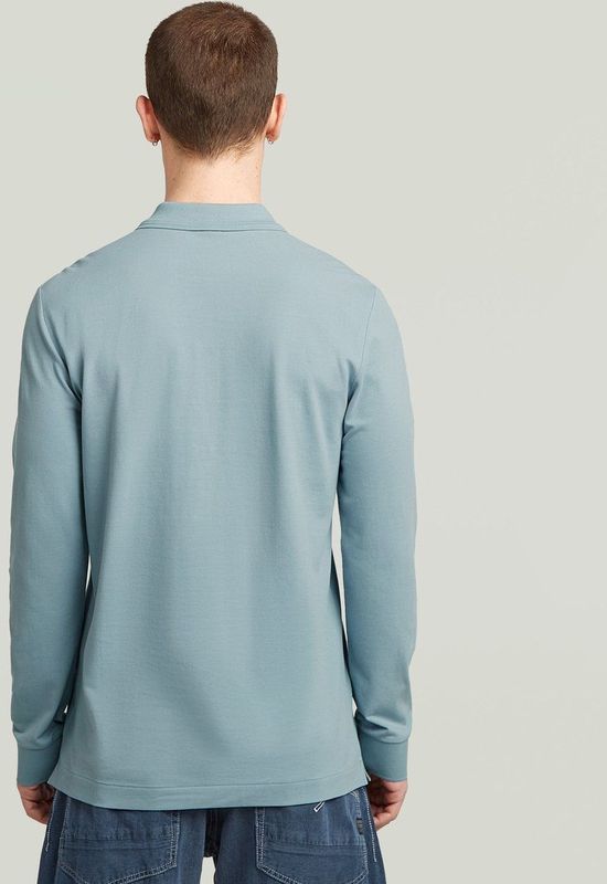 G-STAR - Shirt - Lichtblauw - Lange Mouw - Polokraag
