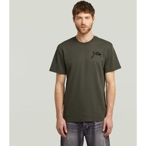 G-Star RAW - Script r t - T-shirt - Antracietgrijs - Organisch Katoen