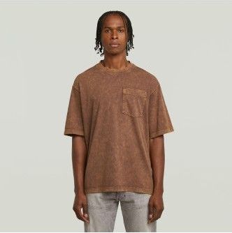 Washed Pocket T-shirt - Bruin - Heren
