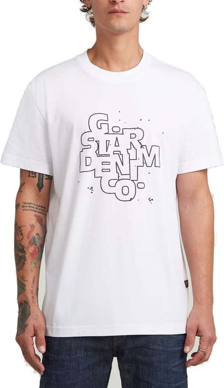 G-star - HD Print T-Shirt - Wit - Biologisch Katoen
