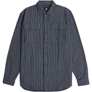 G-STAR - Overhemd - Navy/Wit - Gestreept - Lange Mouw