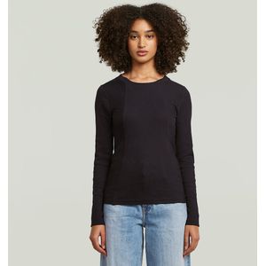 G-Star - D26903-E136-111 - A-lijn Slim Rib T-shirt - Beige - Lange Mouwen - Biologisch Katoen