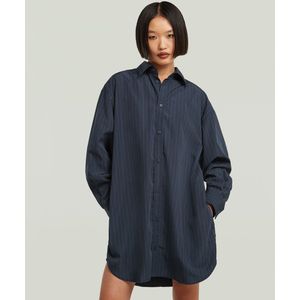 8721136008785 Dames oversized geweven jurk Ls Wmn, veelkleurig (India Ink Pinstripe D26979-e084-h579), XL, Veelkleurig (India Ink Pinstripe D26979-e084-h579), XL
