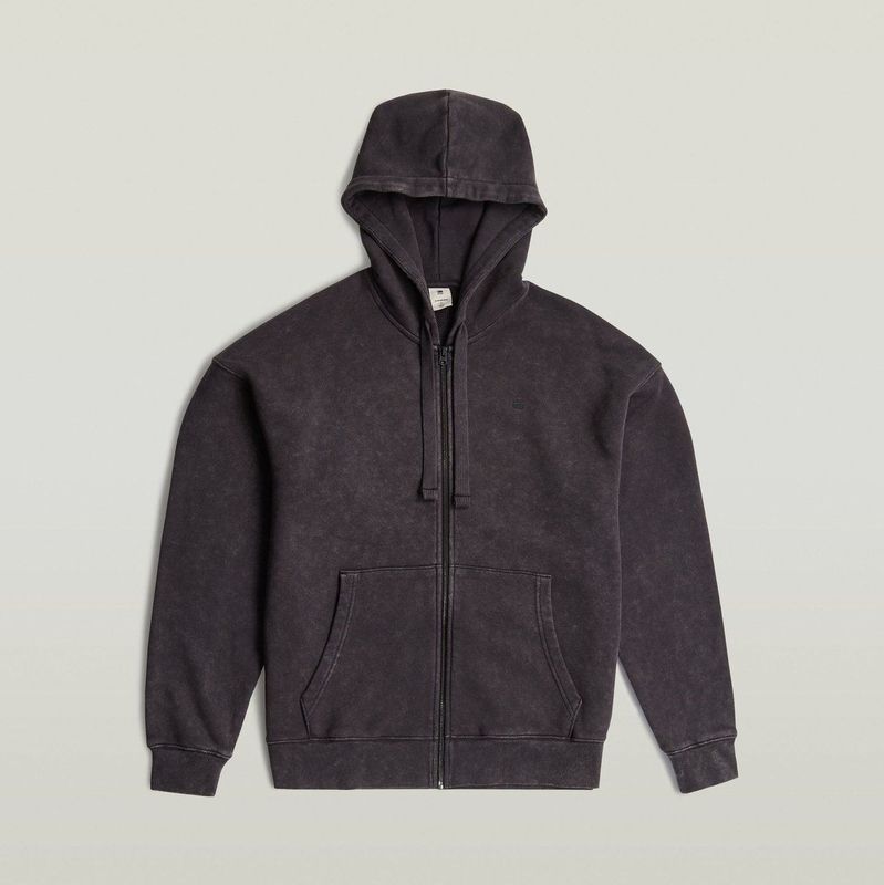 G-STAR RAW - Washed Loose Full Zip Hdd Sw - Sweatshirt - Zwart