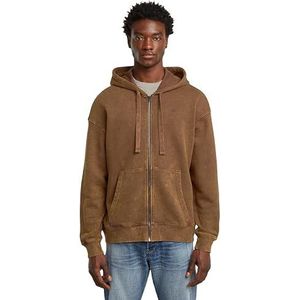 G-STAR RAW - Washed Loose Full Zip Hdd Sw Sweatshirt - Bruin - Heren