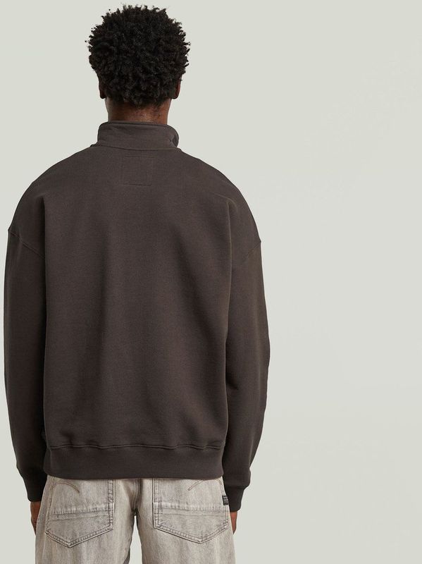 G-Star Raw - Essential Loose Half Zip - Sweater - Donkerbruin - Organisch Katoen