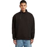 Fabric Mix - Half Zip Sweater - Zwart - Heren